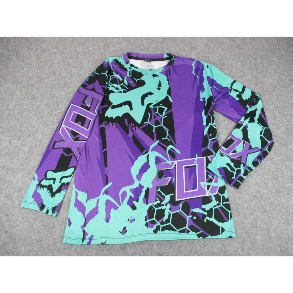 Fox Racing Shirt Mens Small* Purple Teal Graphic Motocross Jersey Long Sleeve MX